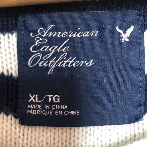 American Eagle Striped Wool Blend Nautical Pullover Crewneck Knit Sweater XL - Picture 3 of 6